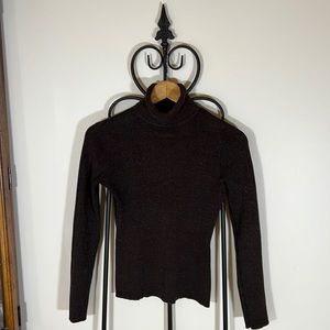 Deep brown with black metallic thread turtleneck size Small